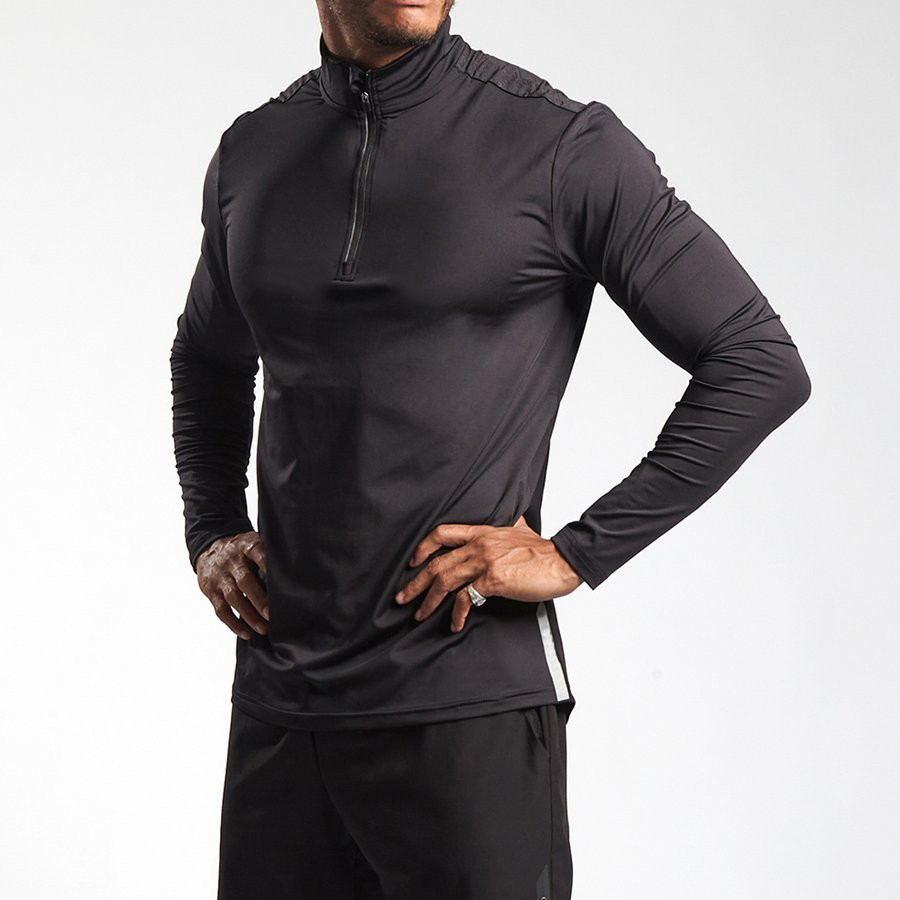 Wholesale Fitness Active Shirt Long Sleeve 1/4 Zip Mens Custom T Shirts-Aktik