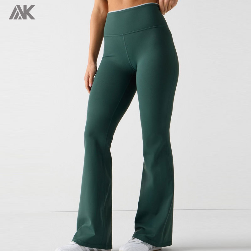 Custom High-Waisted Sweat Wicking Women's Leggings 4-Way Stretch Flare Pant-Aktik