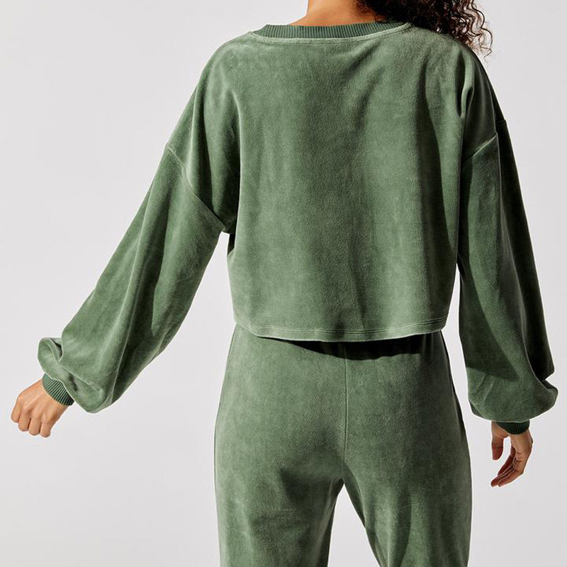 Private Label Custom Velour Tracksuit Womens Pullover Sweatsuit Wholesale-Aktik