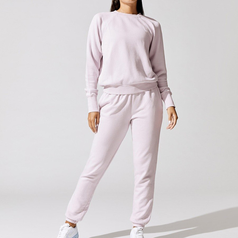 Custom Cotton Bulk Jogging Suits Women Pullover Sweatsuit Set Wholesale-Aktik
