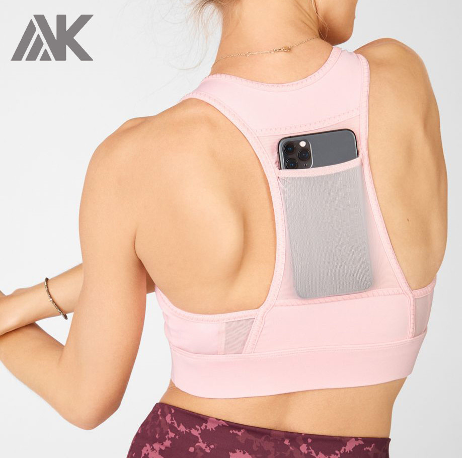 Custom Medium Impact Full Coverage Spandex Bulk Sports Bra with Pocket-Aktik