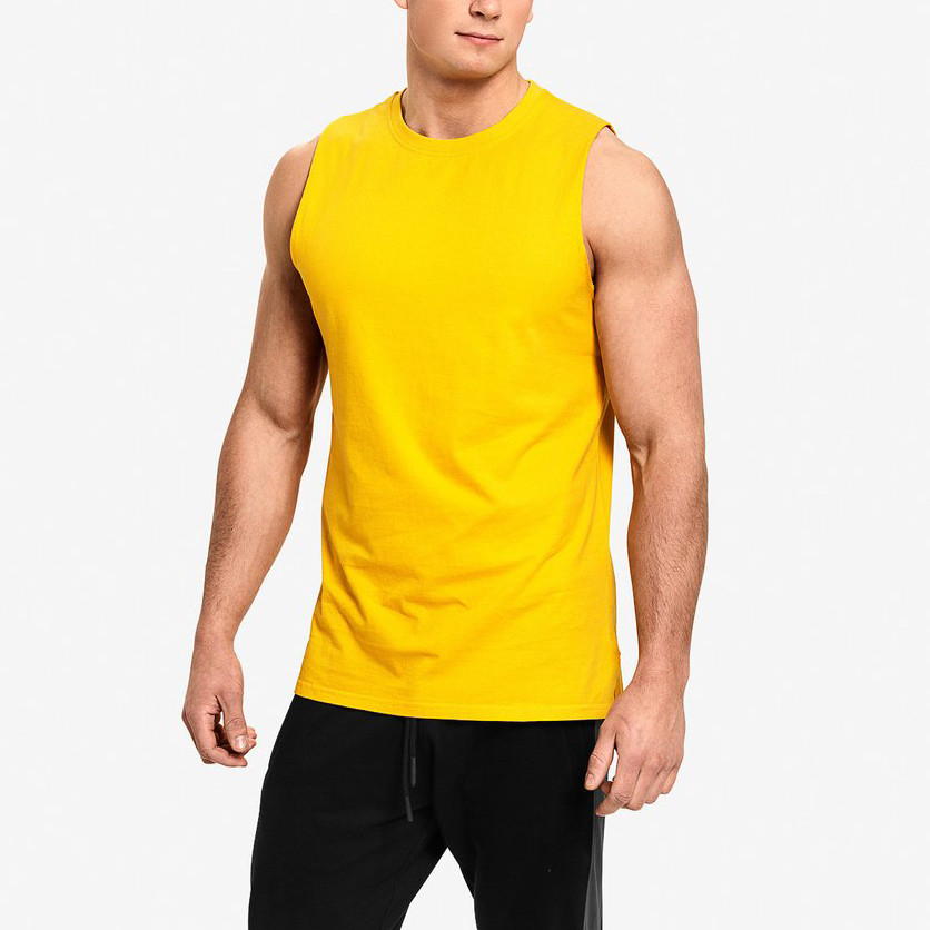 Private Label Wholesale Cotton Crew Neck Sleeveless Mens Muscle Tank Tops-Aktik