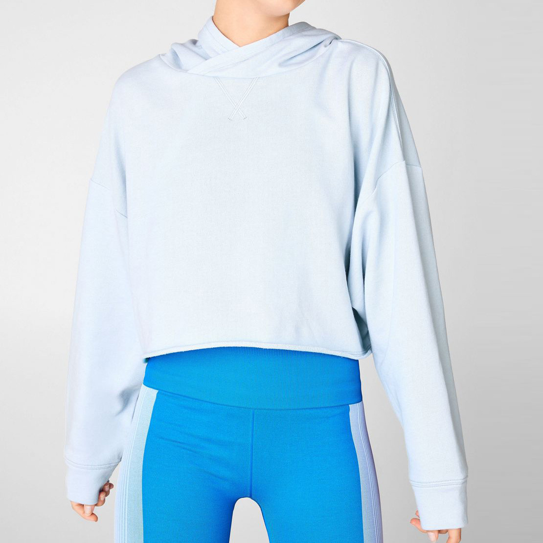 Custom Oversized Cotton Hooded Plus Size Women's Cropped Sweatshirt-Aktik