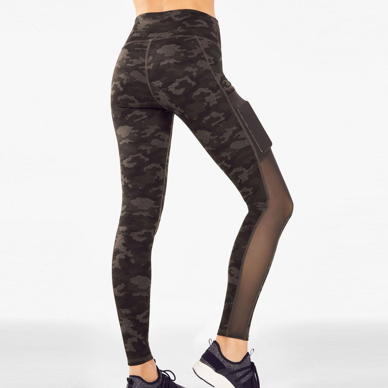 Wholesale Yoga Clothes High Waisted Camo Leggings Outfit with Mesh Pockets-Aktik