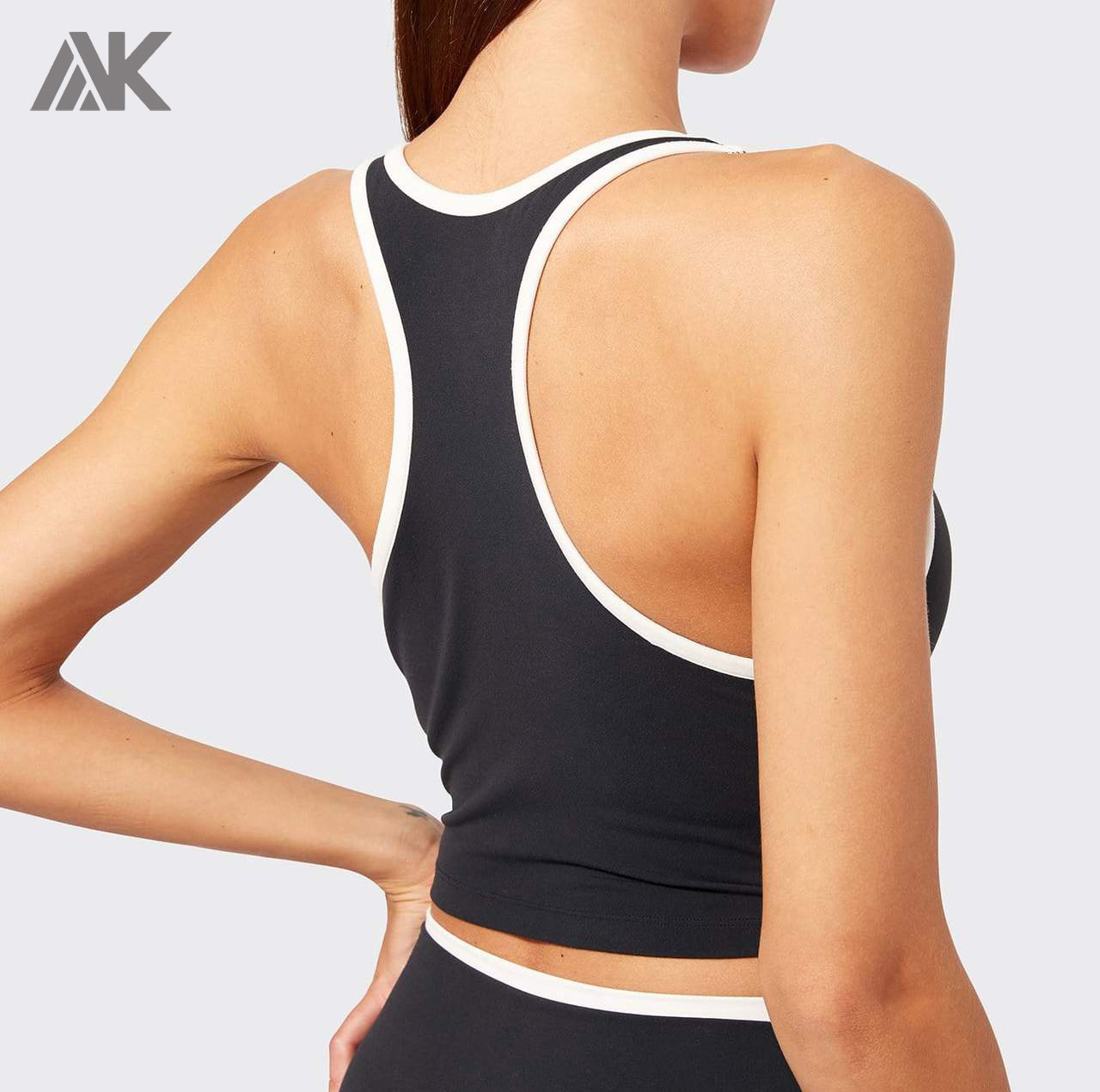 Custom Women Racerback Cotton Spandex Fitted Wholesale Crop Tank Tops-Aktik