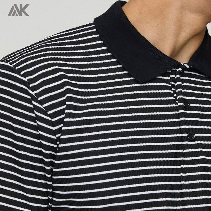 Custom Minimalistic Vibes Regular Fit Polos Shorts Sleeve Stripe Button Polo -Aktik
