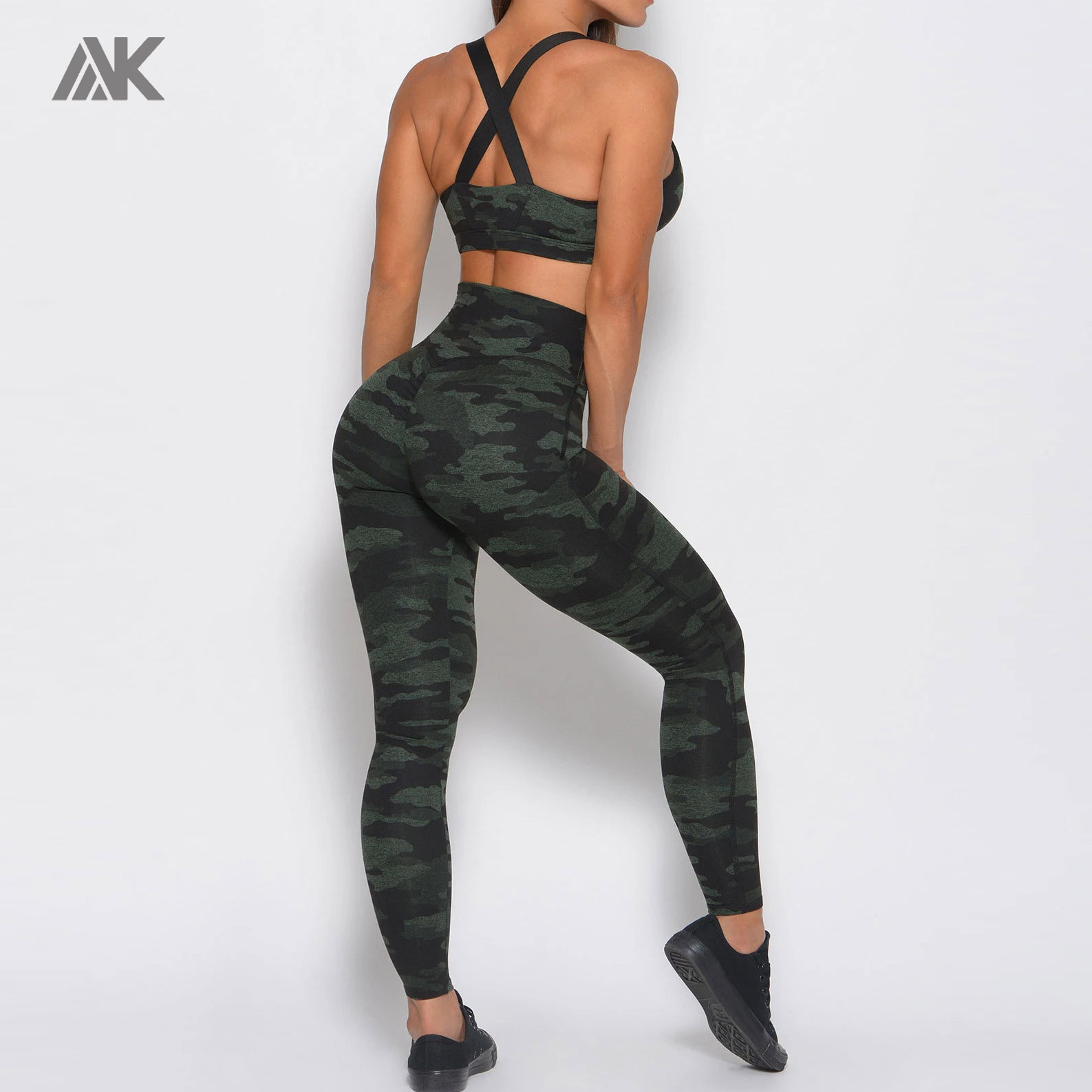 Private Label Wholesale Activewear Vendor Camo Sports Bra and Leggings Set-Aktik