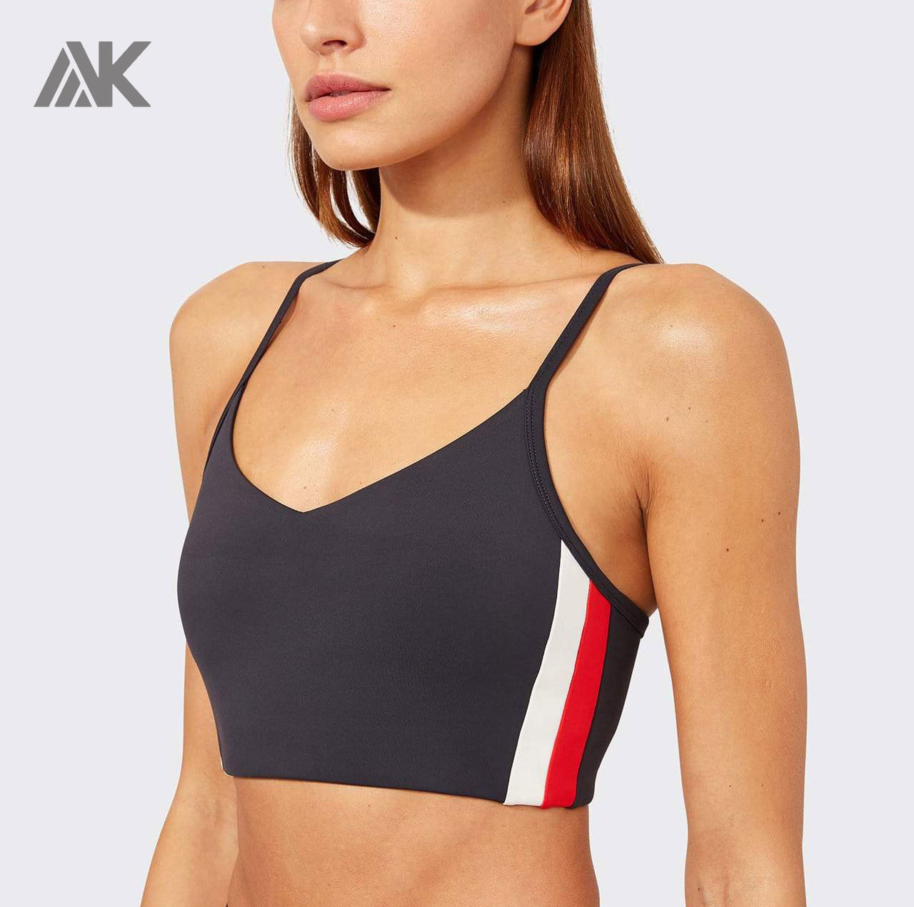 Adjustable Straps V-Neck Wholesale Sports Bras With Built in Padding-Aktik