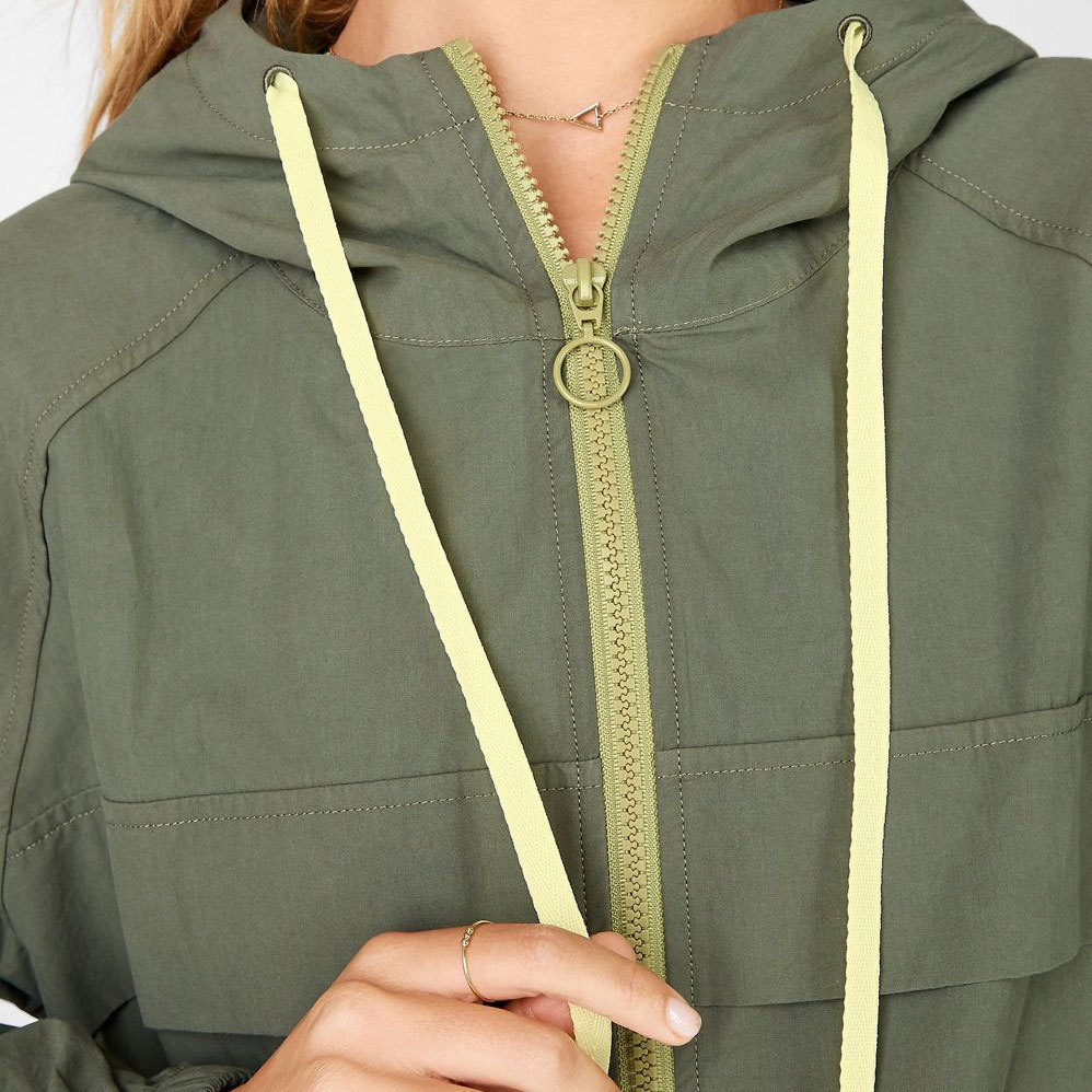 Custom Oversized Womens Zip Up Windbreaker Plus Size Hoodies with Pockets-Aktik