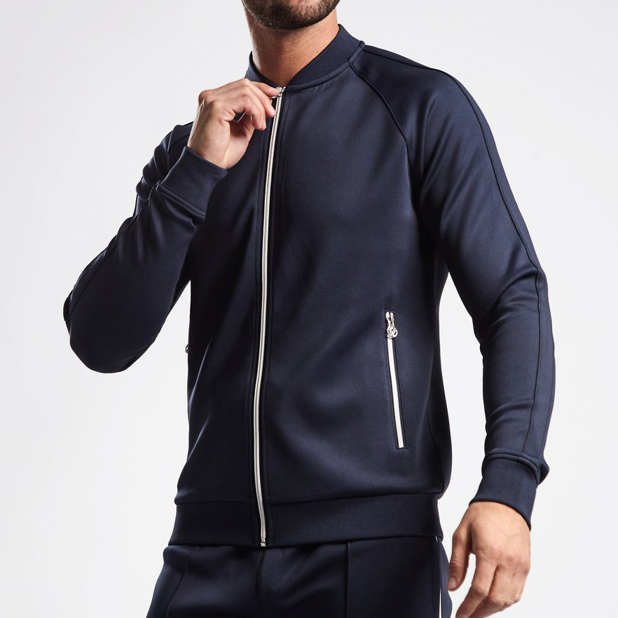 Custom Mens Slim Fit Full Zip Up Wholesale sweatsuits with Zip Pockets-Aktik