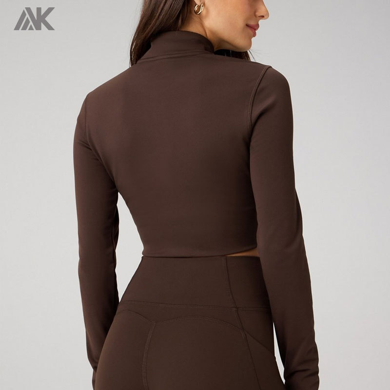 Custom Cold Weather Long-Sleeve Half-Zip Top And Sweat wicking Womens Jacket-Aktik