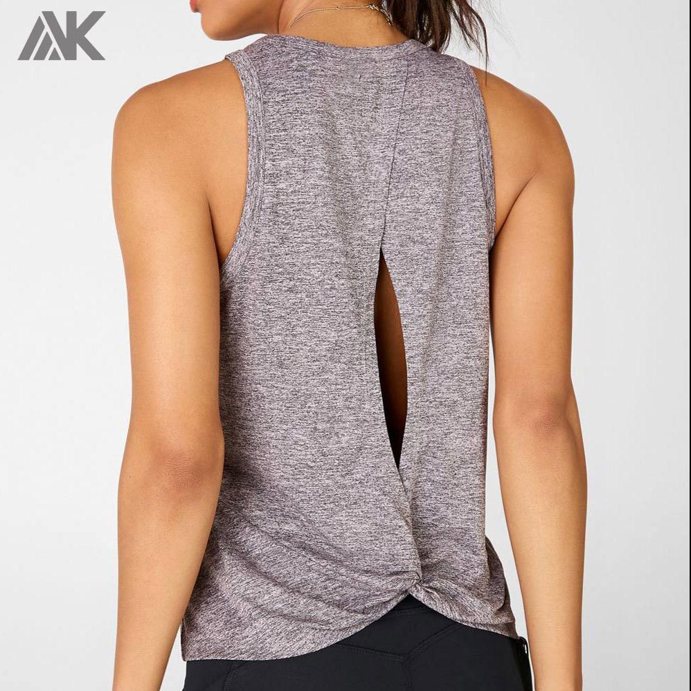 Custom Design Loose Fit Open Back Women's High Neck Dri Fit Tank Top-Aktik