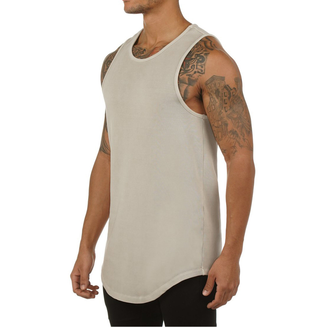 Private Label Wholesale Best Crew Neck Cotton Mens Workout Tank Tops-Aktik