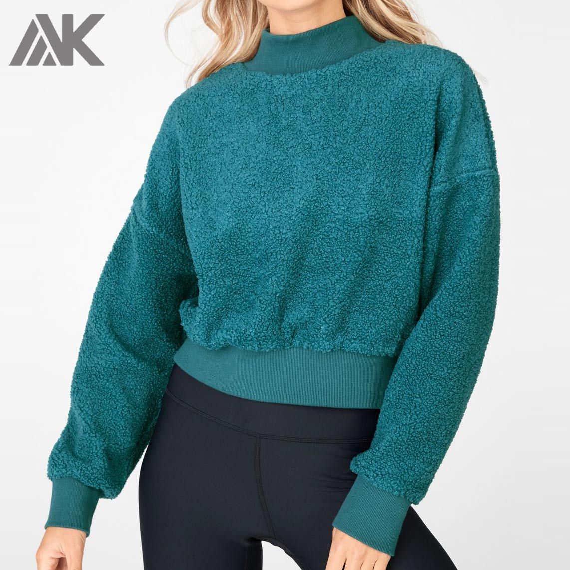Best Custom High Neck Oversized Fleece Sweatshirt Womens-Aktik