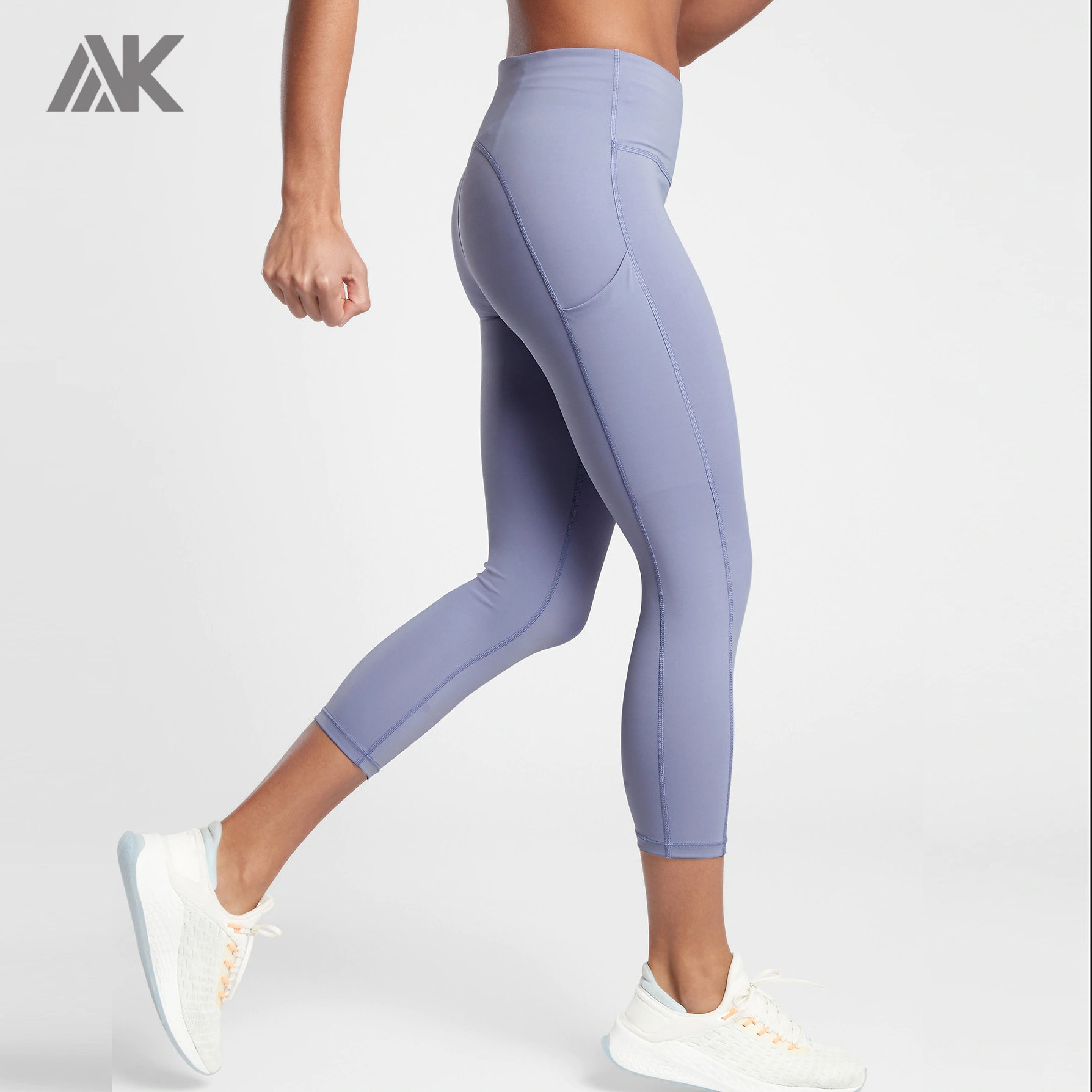 Custom High Waisted Tummy Control Capri Plus Size Leggings with Pockets-Aktik