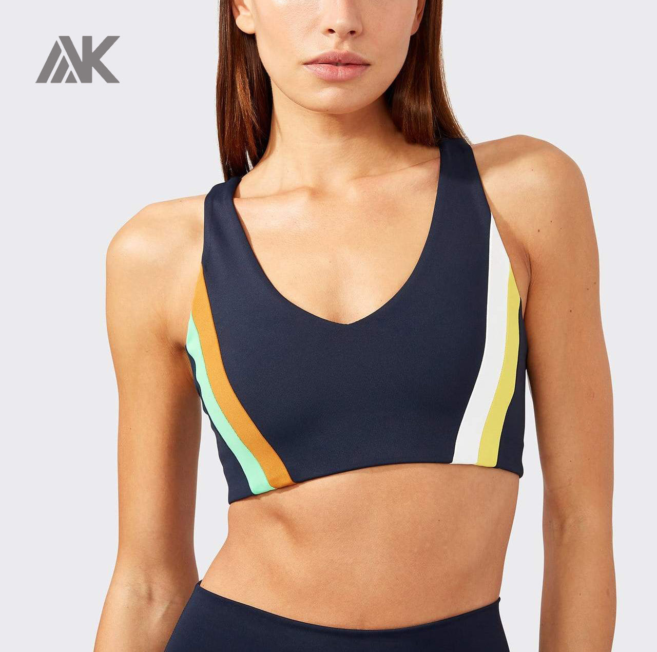 Medium Support V-Neck and Racer Back Custom Sports Bra Wholesale-Aktik