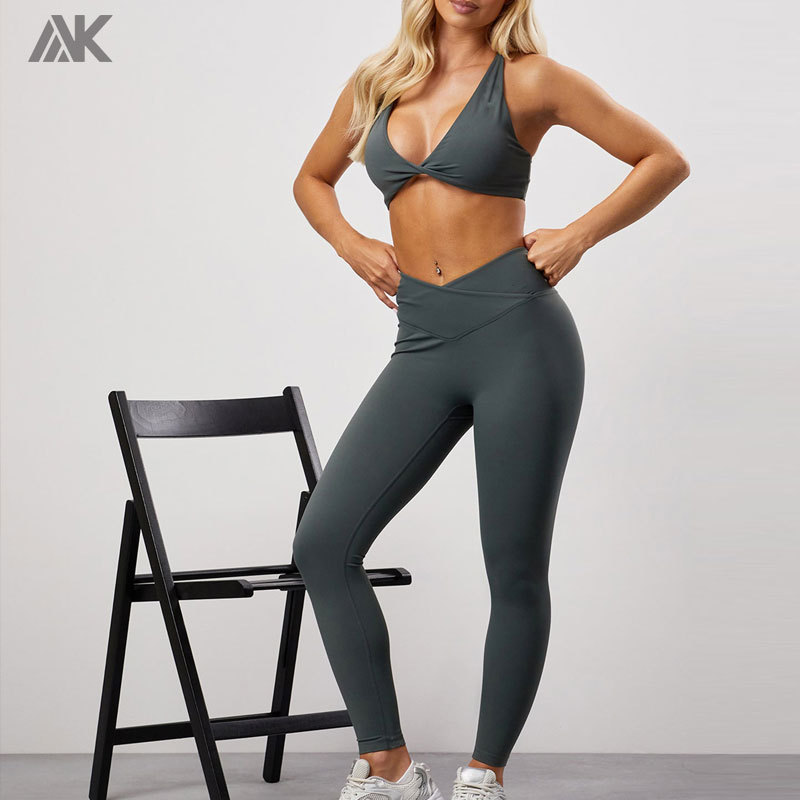 Custom High Rise Fit Moisture Wicking Tights Wrap Over Women's Sports Legging-Aktik