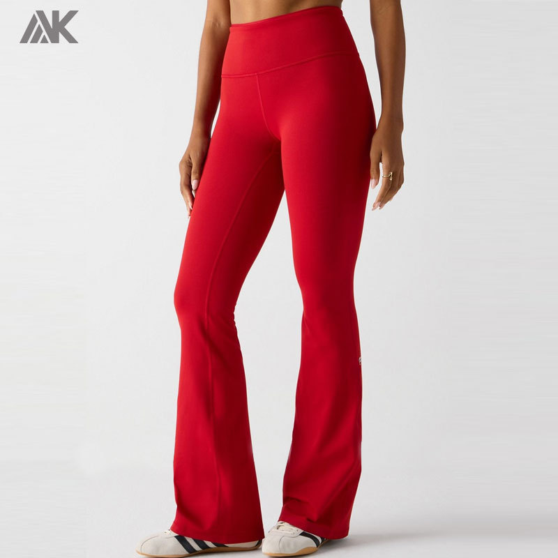 Custom High-Waisted Sweat Wicking Women's Leggings 4-Way Stretch Flare Pant-Aktik