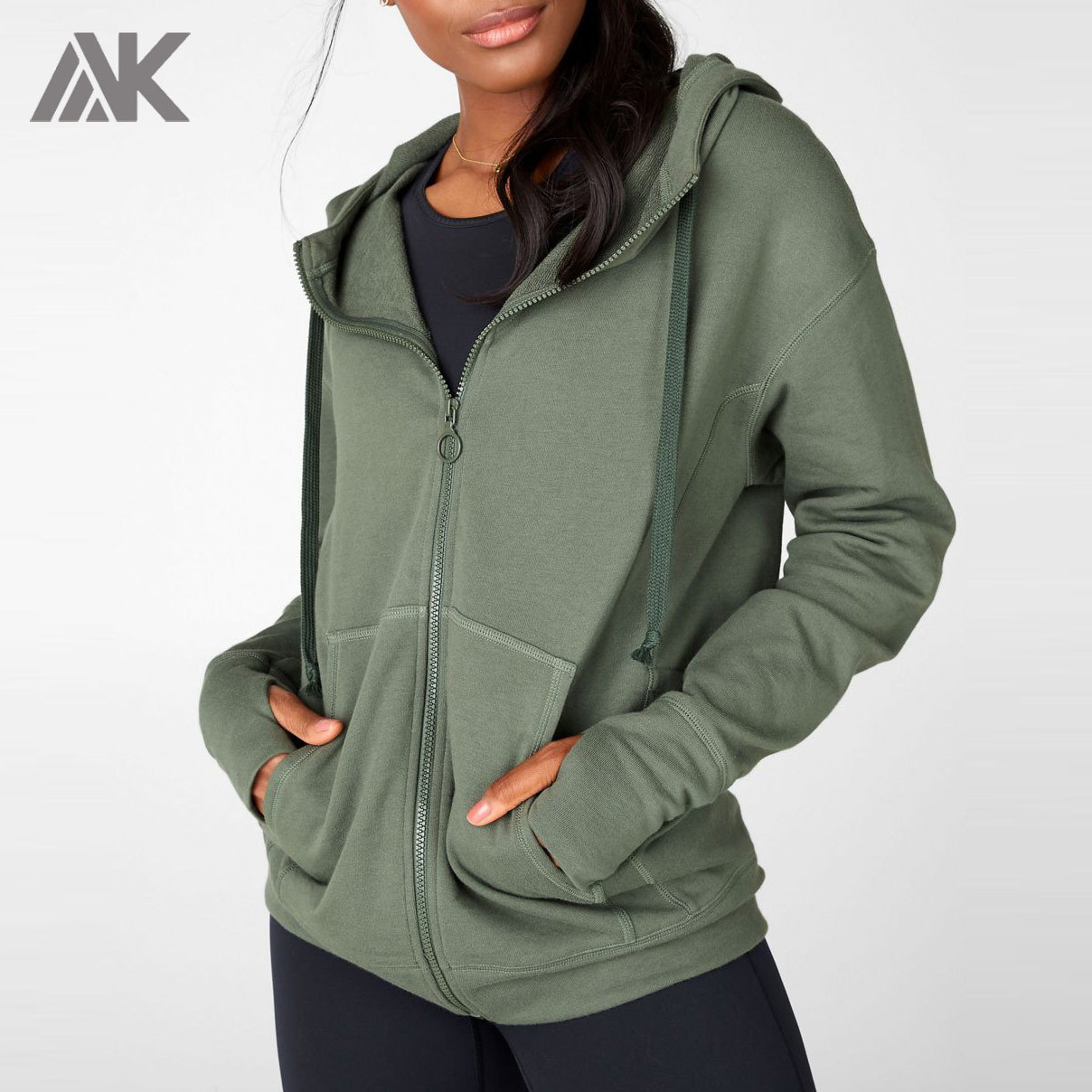 Customize Your Own Hoodie Cotton Fleece Oversized Womens Zip Up Hoodies-Aktik