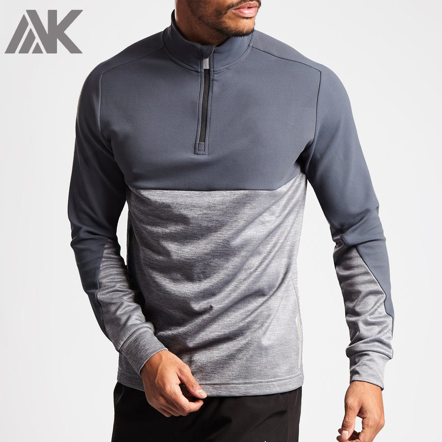 Private Label Custom Embroidered Quarter Zip Golf Mens Sweatshirts-Aktik