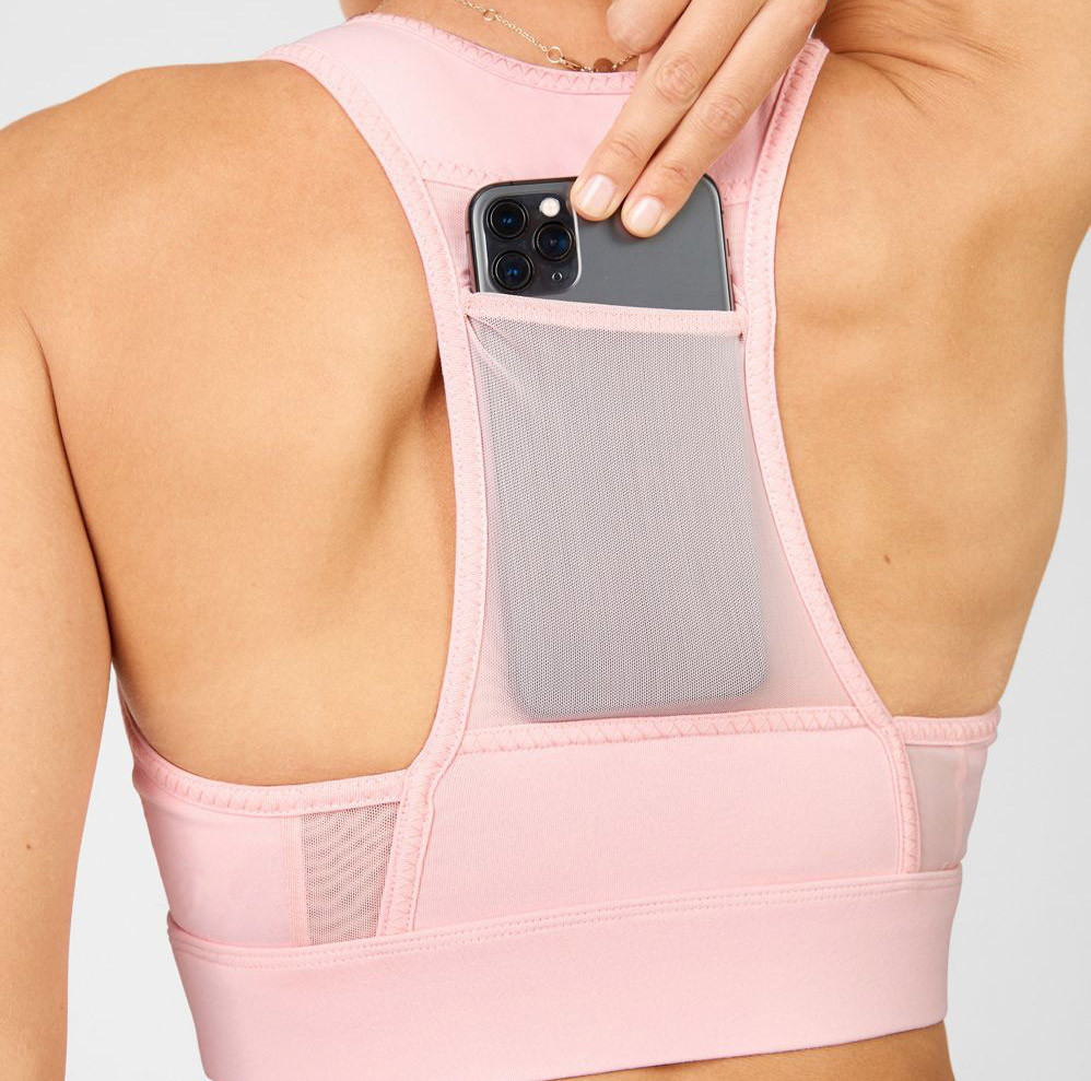 Custom Medium Impact Full Coverage Spandex Bulk Sports Bra with Pocket-Aktik