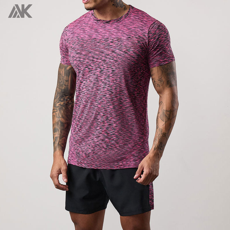 Custom Space Dye Panel Men's Woven Slim Fit Shorts With Zip Pockets