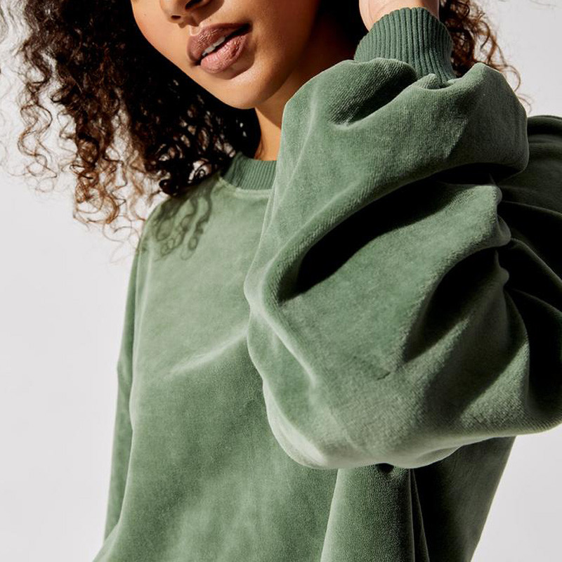 Private Label Custom Velour Tracksuit Womens Pullover Sweatsuit Wholesale-Aktik