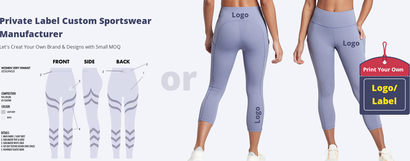 Private label sportswear service including logo, labels, tags and packaging
