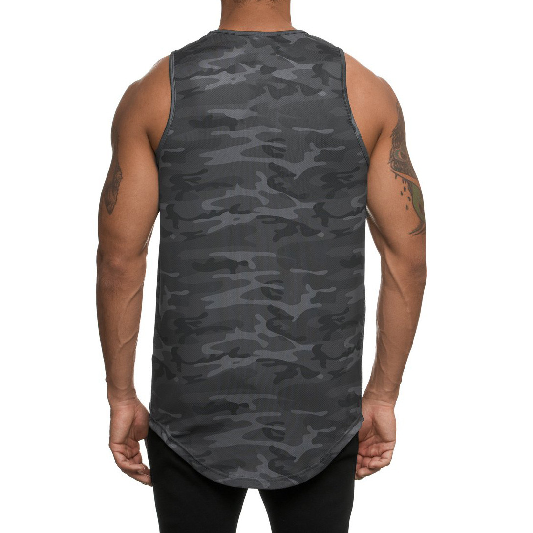 Private Label Wholesale Dry Fit Mesh Crew Neck Camo Gym Tank Tops Mens-Aktik