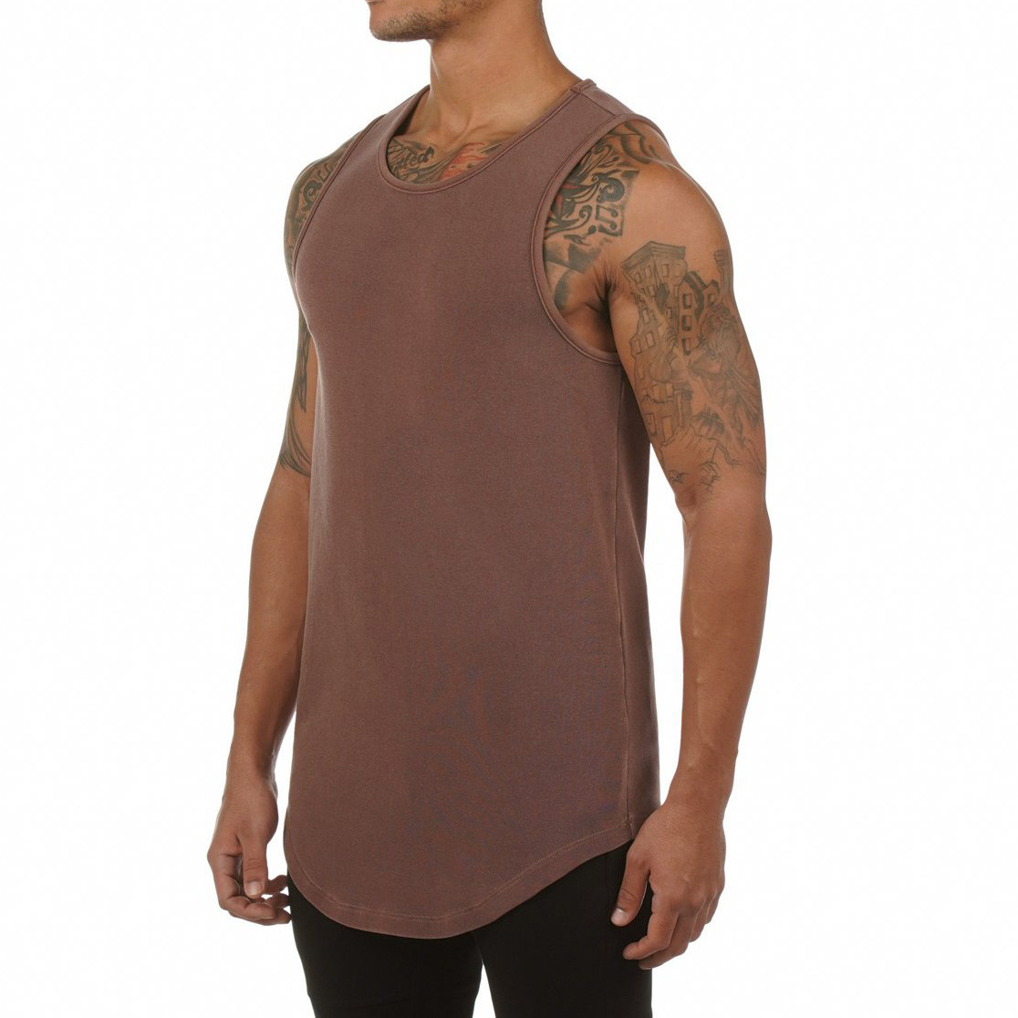 Private Label Wholesale Best Crew Neck Cotton Mens Workout Tank Tops-Aktik