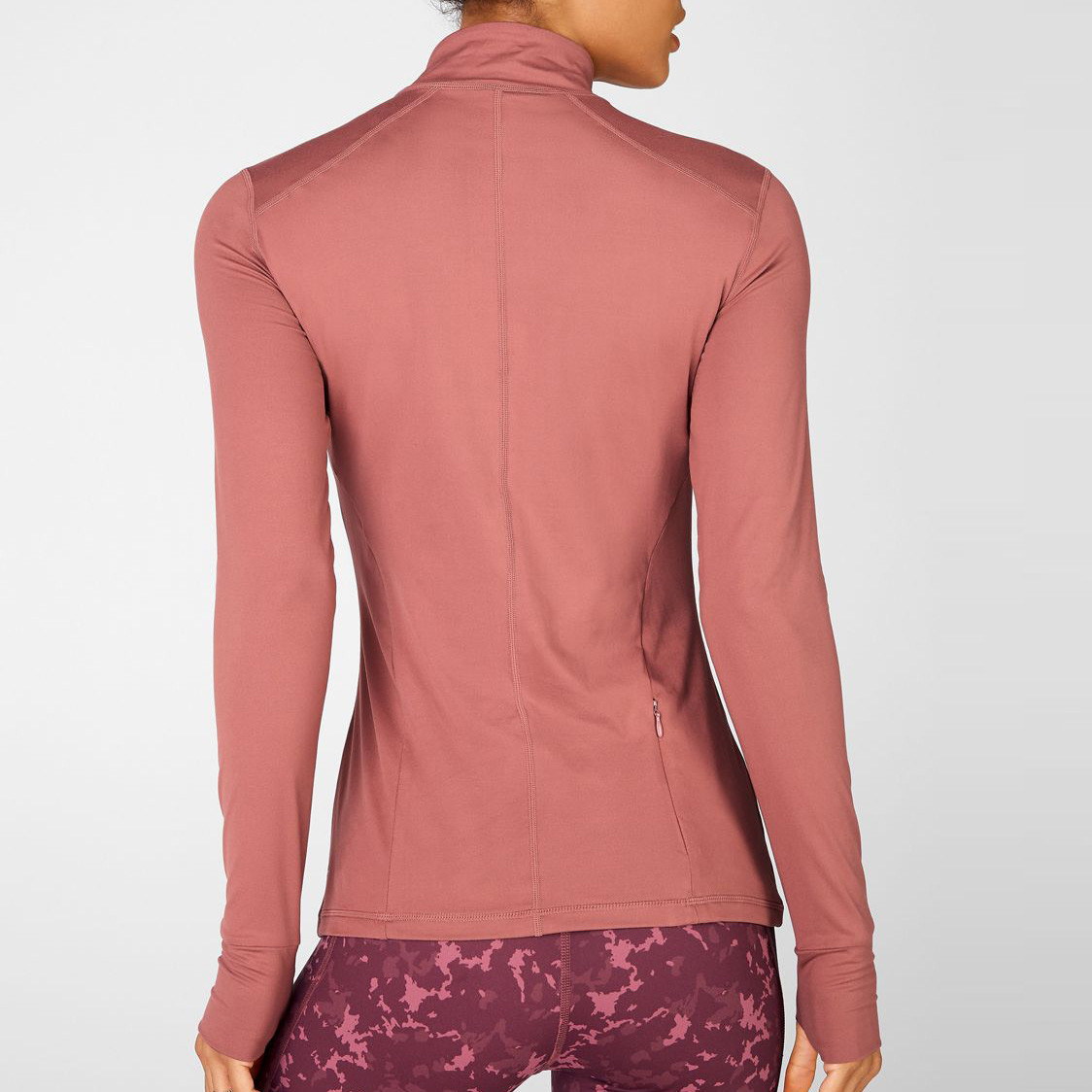 Custom Womens High Neck Plain Sweatshirts with Thumb Holes and Zip Pocket-Aktik