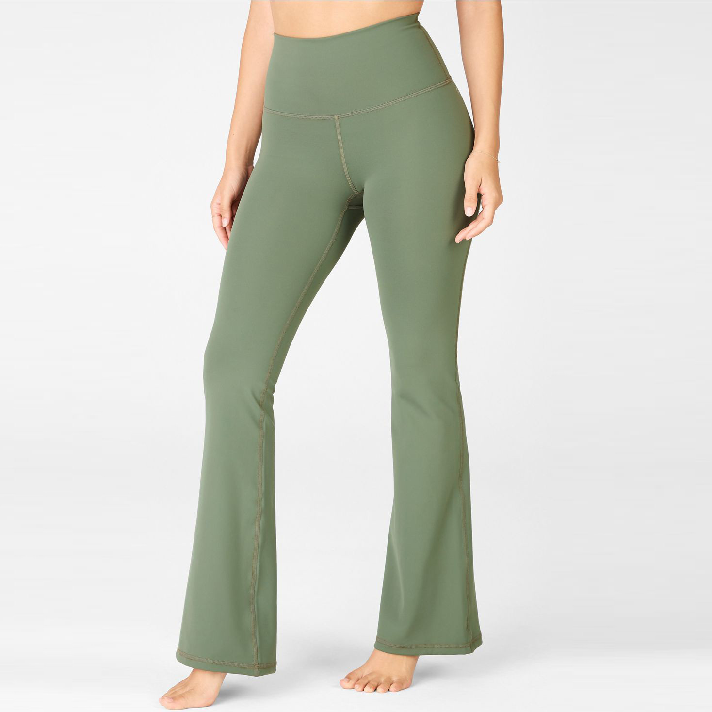 Custom Nylon High Waisted Tummy Control Flare Leg Yoga Pants for Women-Aktik
