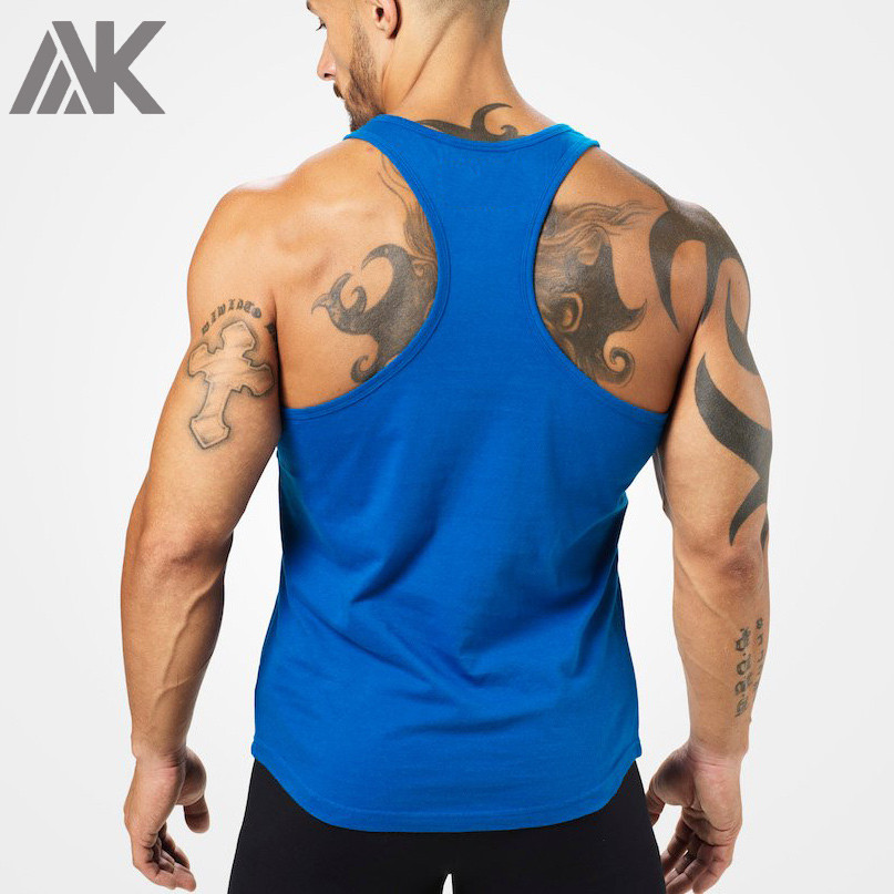 Custom Crew Neck Racerback Cotton Mens Bodybuilding Stringer Tank Tops-Aktik