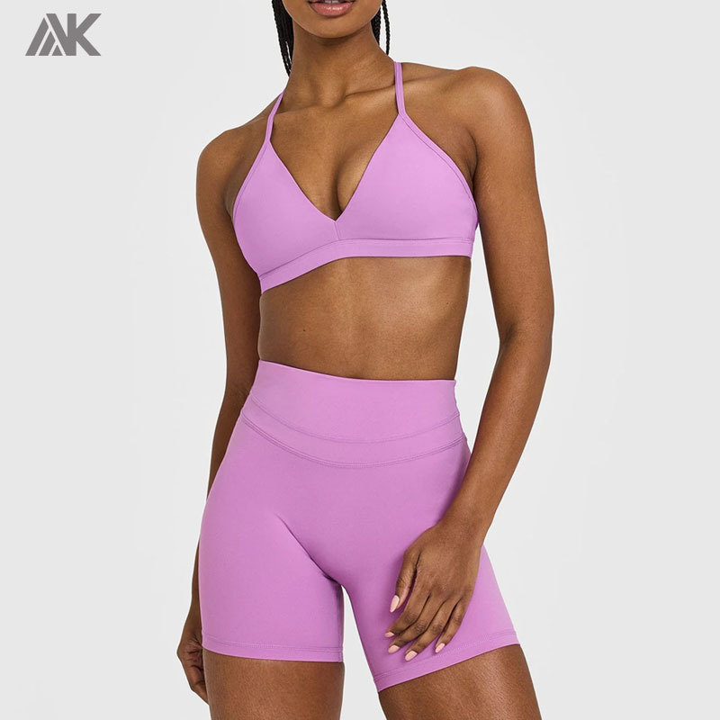 Custom Low Coverage Sports Bra Ultra Minimal V Neck Bralette -Aktik