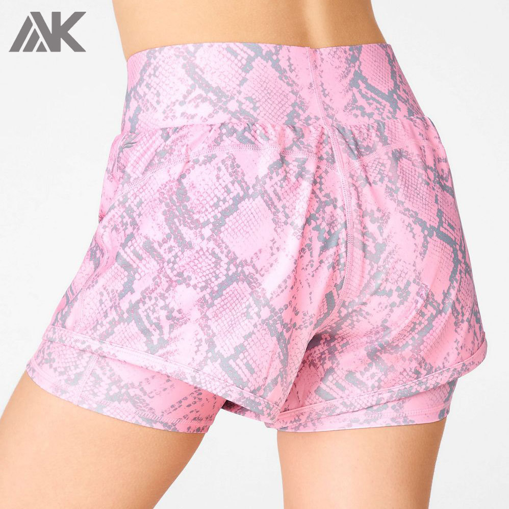 Custom Mid Rise Womens 2 in 1 Running Shorts with Liner and Pockets-Aktik