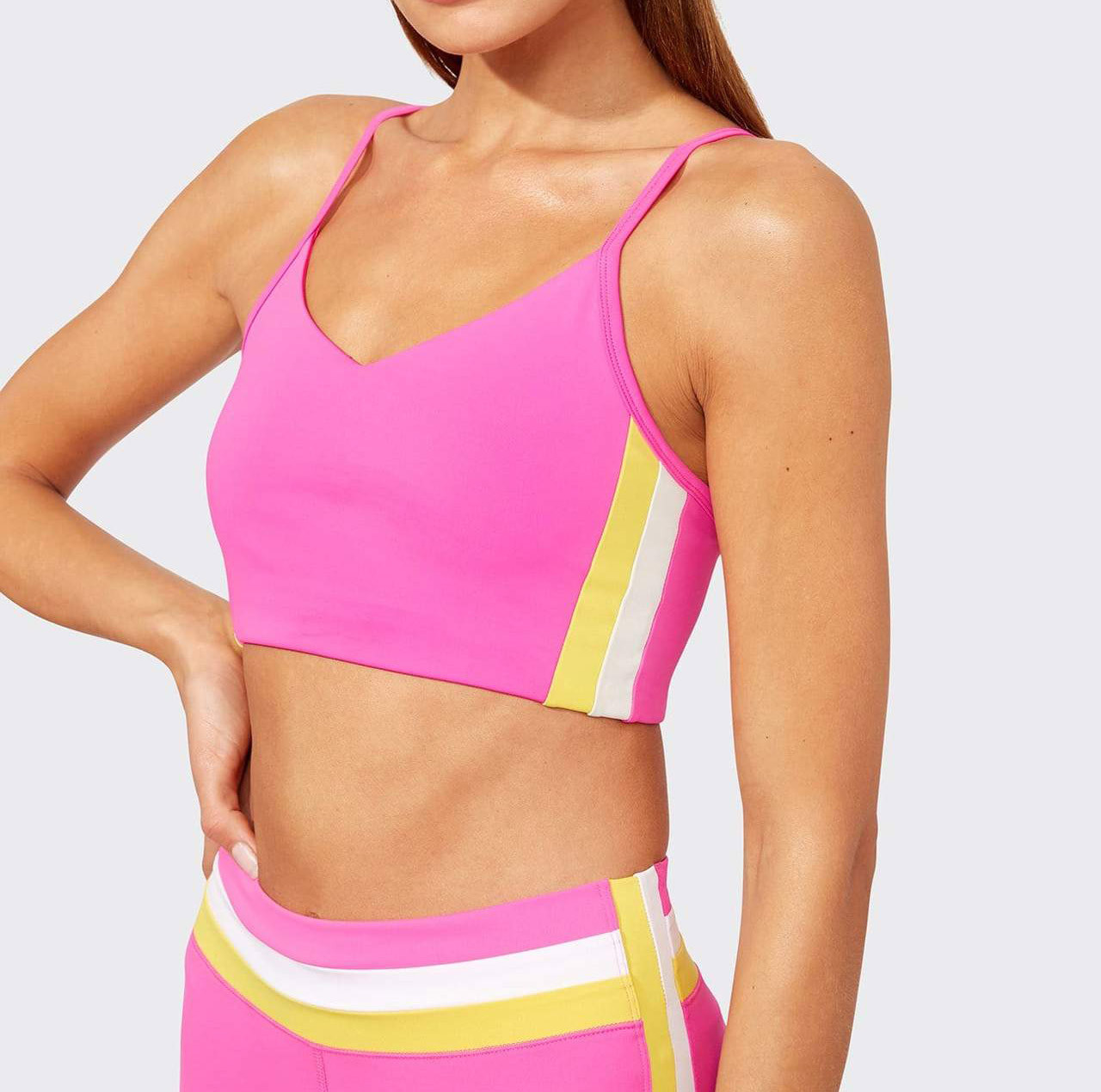Adjustable Straps V-Neck Wholesale Sports Bras With Built in Padding-Aktik