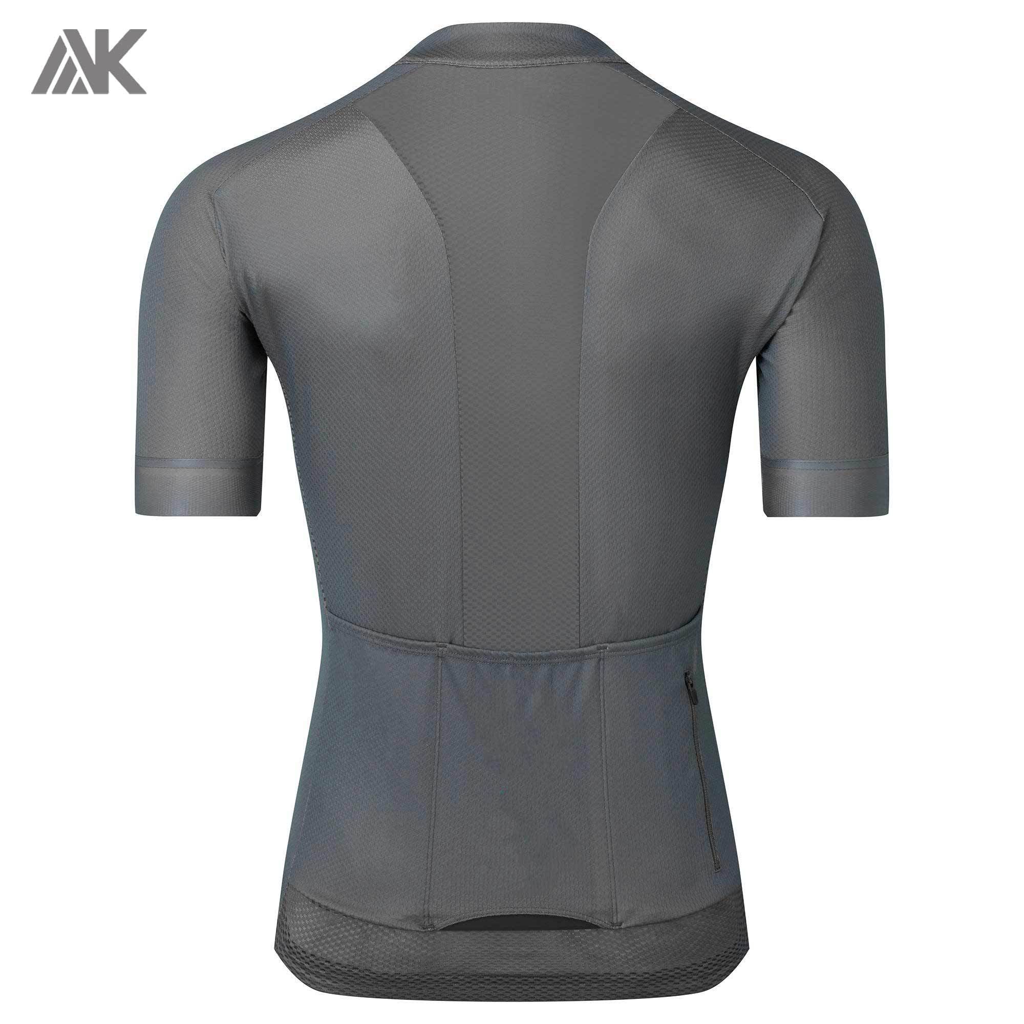 Custom Full Zip Mesh Performance Mens Cycling Clothing with Back Pocket-Aktik