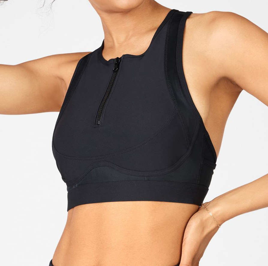 Custom High Support Plus Size Front Zip Racerback Sports Bras with Cool Mesh-Aktik