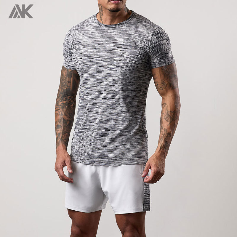 Custom Space Dye Panel Men's Woven Slim Fit Shorts With Zip Pockets