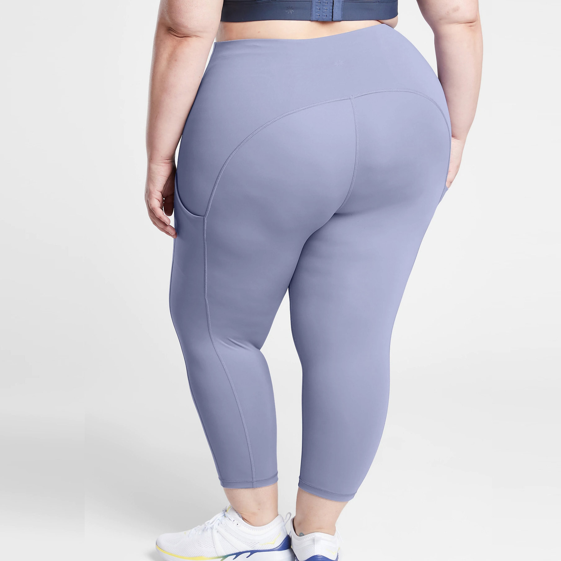 Custom High Waisted Tummy Control Capri Plus Size Leggings with Pockets-Aktik