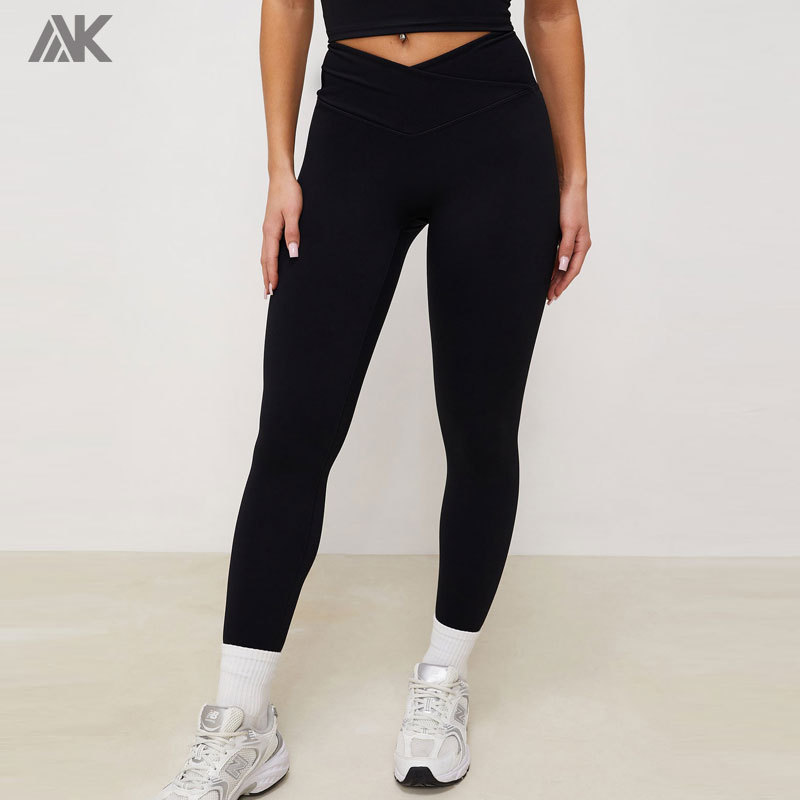 Custom High Rise Fit Moisture Wicking Tights Wrap Over Women's Sports Legging-Aktik
