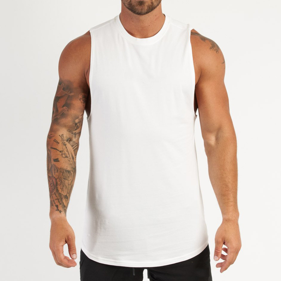 Custom Mens Round Neck Cotton Bulk Workout Tank Tops with Printing-Aktik