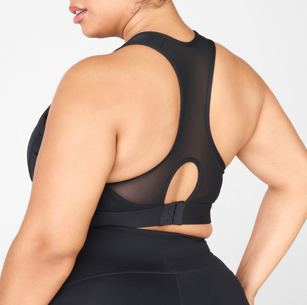 Custom High Support Plus Size Front Zip Racerback Sports Bras with Cool Mesh-Aktik