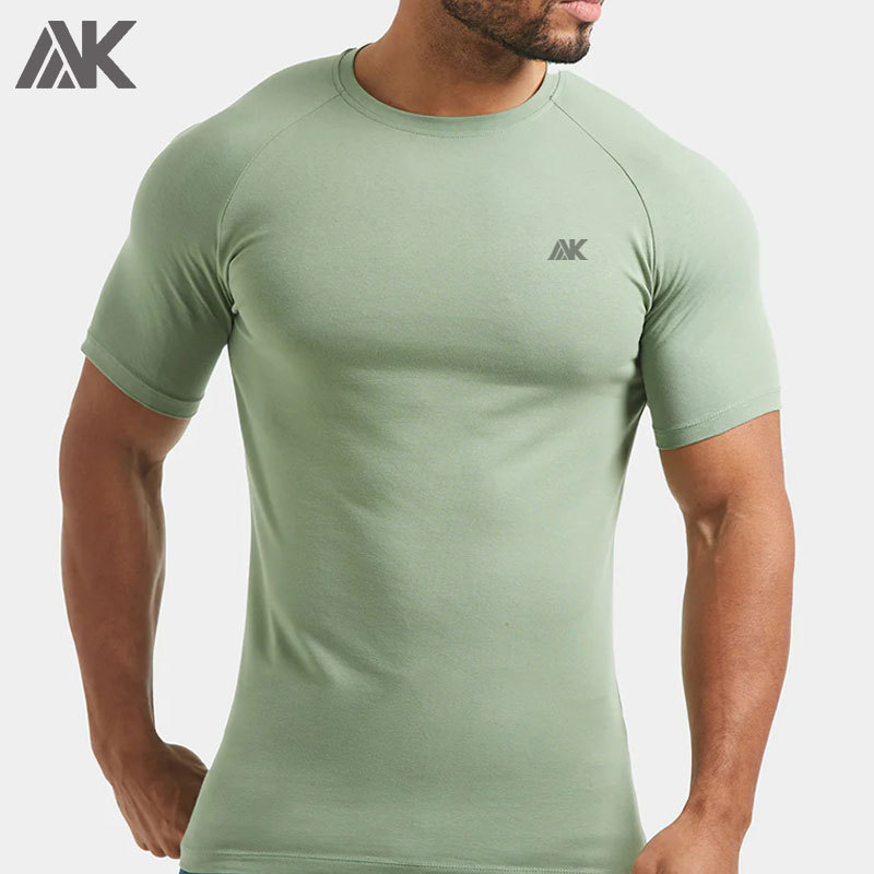 Custom Cotton Raglan-Cut Sleeves Men's Muscle Fit T-shirt -Aktik