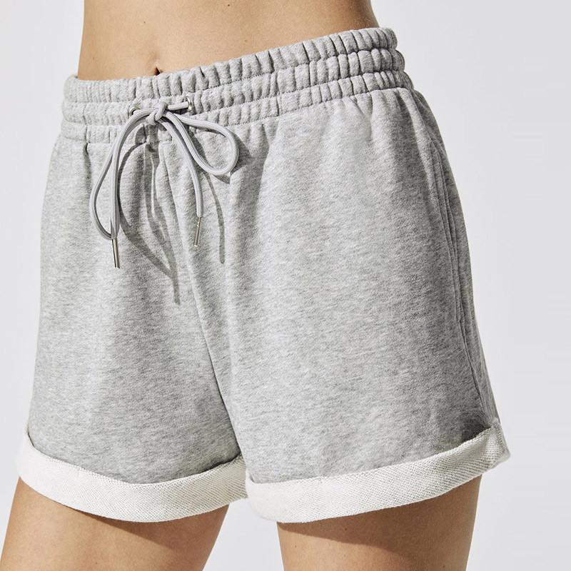 Custom Women Sweat Cotton French Terry Shorts Wholesale Drawstring Shorts-Aktik