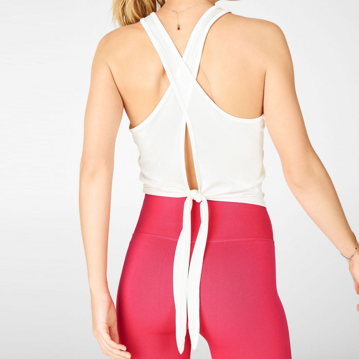 Custom High Neck Athletic Womens Cropped Tank Tops with Tie Back-Aktik