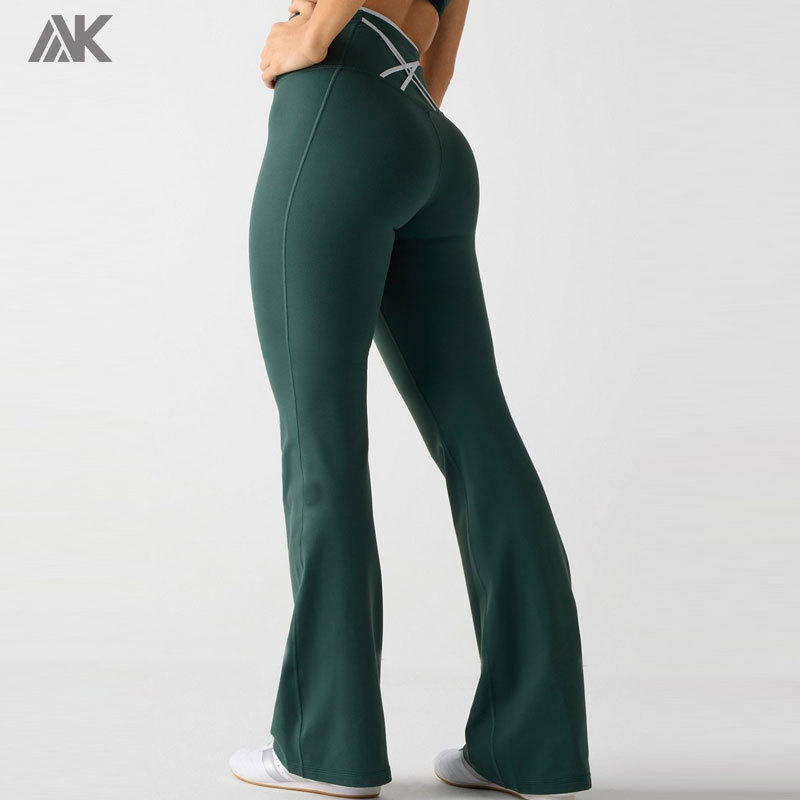 Custom High-Waisted Sweat Wicking Women's Leggings 4-Way Stretch Flare Pant-Aktik