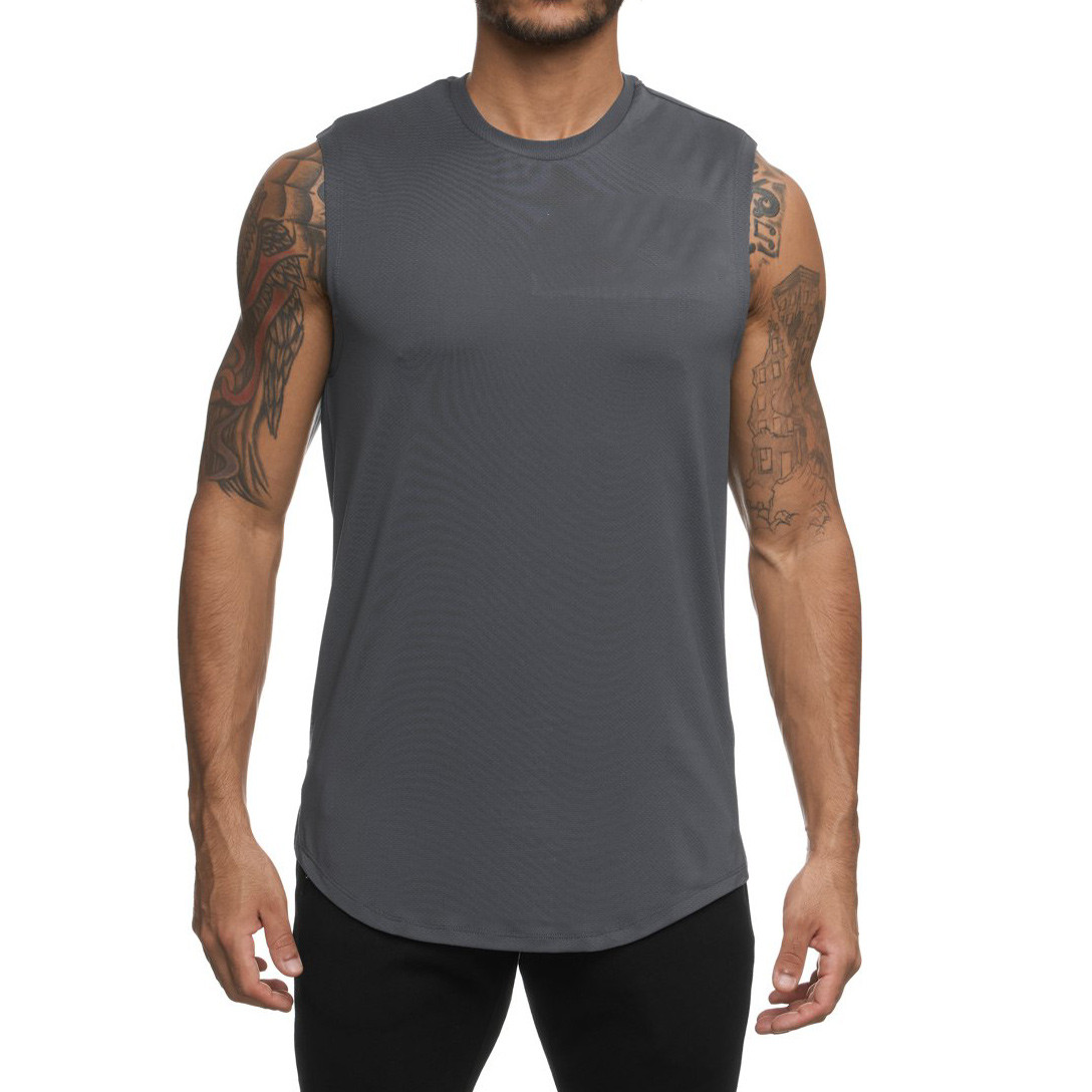 Custom Cotton Spandex Crew Neck Best Fitness Sleeveless Tank Top Mens-Aktik
