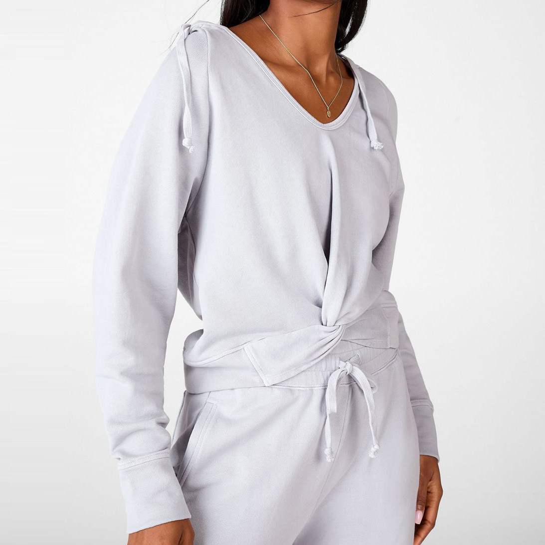 Wholesale Plus Size Blank Oversized Cotton Crop Women's Hooded Sweatshirt-Aktik