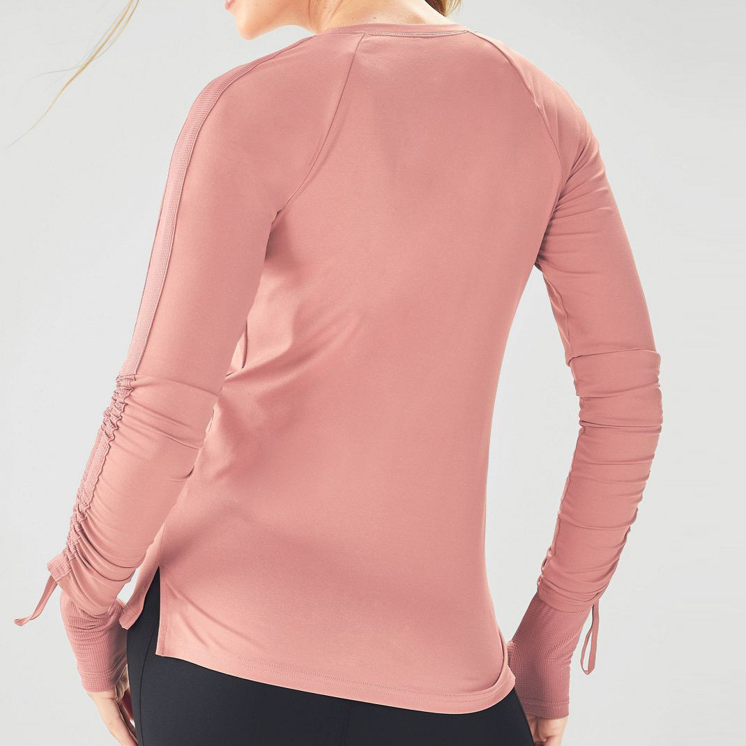 Custom Dry Fit Crew Neck Fitted Long Sleeve Athletic T Shirts for Women-Aktik